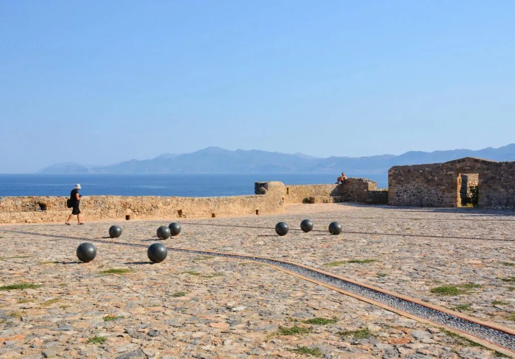 Promenade streets village monemvasia peloponnese greece sunset